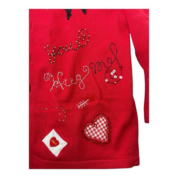 Vintage Y2K Jack B. Quick Sz M Whimsical Valentine Novelty Cardigan Sweater - Picture 12 of 16